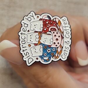 CATS & COFFEE ENAMEL PIN